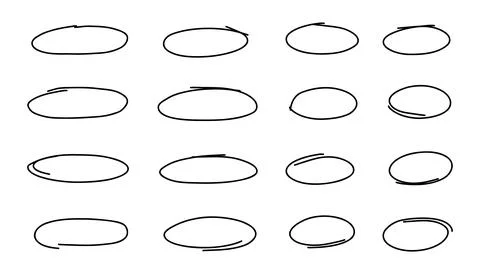 Doodle oval frame. Hand drawn circle pencil sketch. Vector scribble round border Stock Illustration