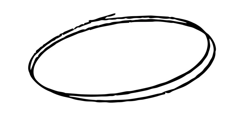 Doodle oval frame. Hand drawn circle pencil sketch. Vector scribble round border Stock Illustration