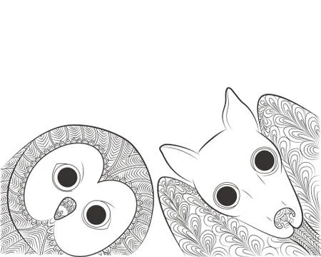 Doodle owl and bat head. Stock Illustration