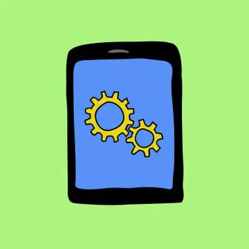 Doodle pad with gear wheels Stock Illustration
