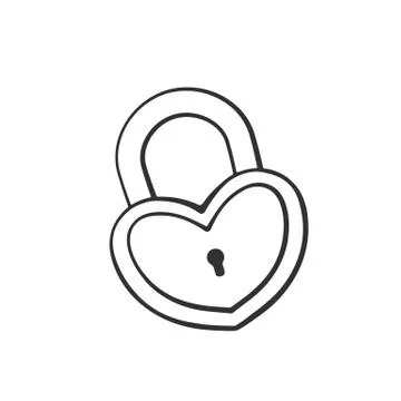 Doodle of padlock in heart shape Stock Illustration