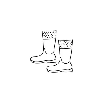 Doodle pair of rubber boots. Stock Illustration