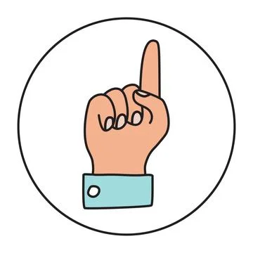 Doodle palm with finger pointing up icon or logo hand drawn with thin line Stock Illustration