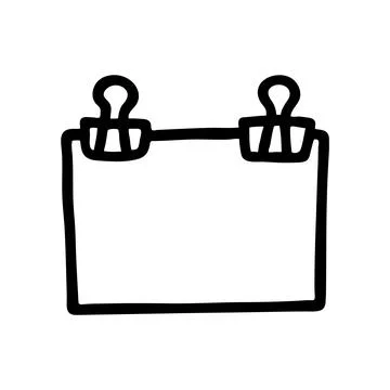 Doodle Paper with Binder Clips icon hand drawn with black line in freehand style Stock Illustration