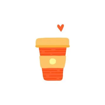 Doodle paper cup to go. Illustrazione stock