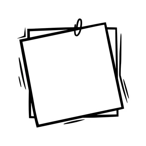 Doodle paper with paperclip. Empty sheets with clip for memos and labels. Doodle Stock Illustration