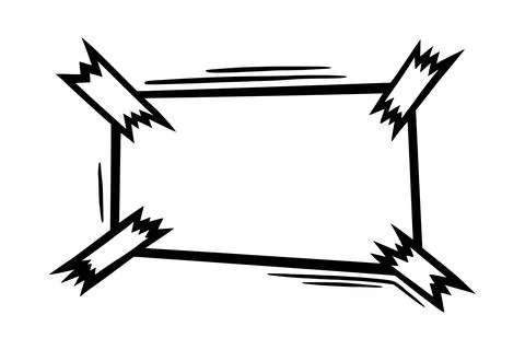 Doodle paper sheet with sticky tape. Empty horizontal paper page for scribbles Illustrazione stock