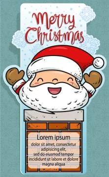 Doodle patch santa on chimney Stock Illustration