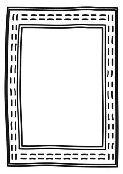 Doodle pattern border. Rectangle empty picture frame Stockillustratie