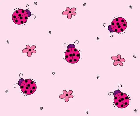 Doodle pattern with bugs and ladybugs Stock Illustration