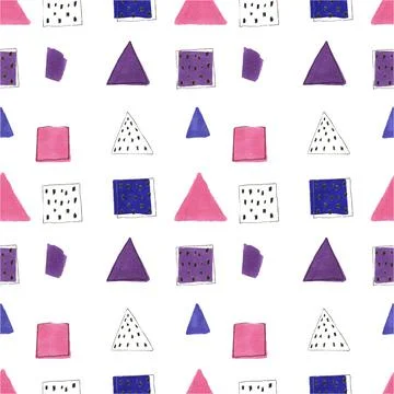 Doodle pattern geometric shapes. Hand-drawn Digital paper doodle triangles and Stock Illustration