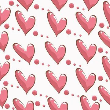 Doodle pattern pink hearts on white background Stock Illustration