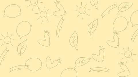Doodle Pattern with Sun, Leaves, and Fruit for Backgrounds. Stock Footage 321858277