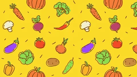 Doodle pattern vegetables color Stock Footage 307628805