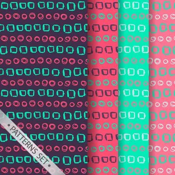 Doodle patterns set lines curves spots pencil patterns 1 스톡 일러스트