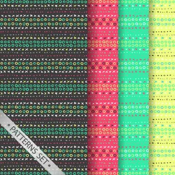 Doodle patterns set lines curves spots pencil patterns 2 Illustrazione stock