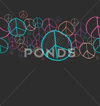Doodle peace symbol seamless pattern background eps10 file. Stock Illustration