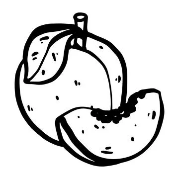 Doodle peach sketch in vector format. Stock Illustration