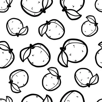 Doodle peaches. Vector seamless pattern. Stock Illustration