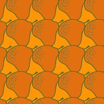 Doodle pear seamless pattern. Hand drawn botanical backdrop. Stock Illustration