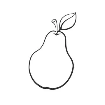 Doodle pear with stem Stock Illustration
