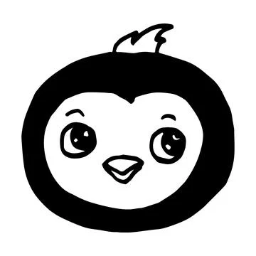 Doodle penguin head vector illustration. Cute animal image clip art. Stock-Illustration