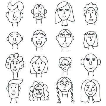 Doodle people set vector Stock Illustration