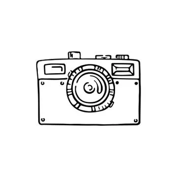 Doodle photo camera. Vector hand draw illustration Stock Illustration