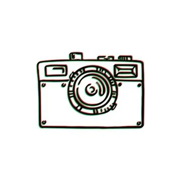 Doodle photo camera. Vector hand draw illustration Stock Illustration