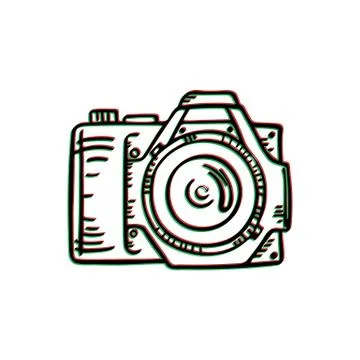 Doodle photo camera. Vector hand draw illustration Stock Illustration