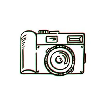 Doodle photo camera. Vector hand draw illustration Stock Illustration