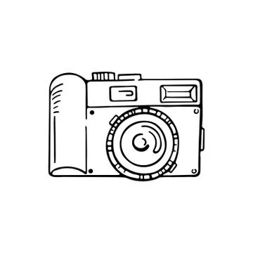 Doodle photo camera. Vector hand draw illustration Stock Illustration