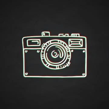 Doodle photo camera. Vector hand draw illustration Stock Illustration