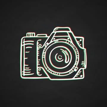 Doodle photo camera. Vector hand draw illustration Stock Illustration