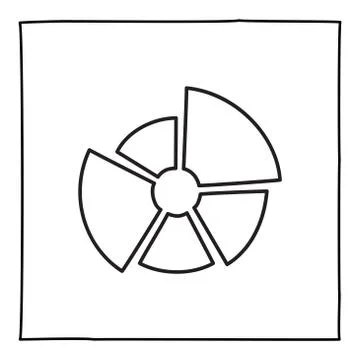 Doodle pie chart graph icon or logo, hand drawn with thin black line. Stock Illustration