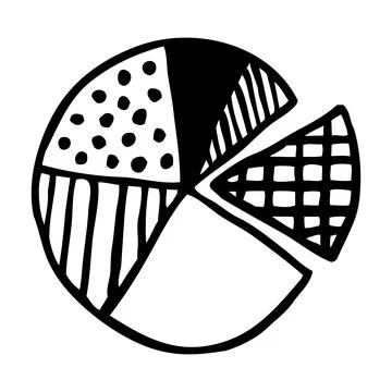 Doodle pie chart hand drawn with black line Stock Illustration