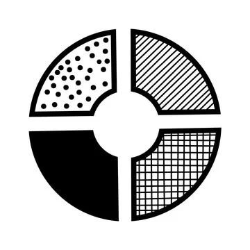 Doodle pie chart set. Hand drawn fraction graphic shape Stock Illustration