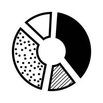 Doodle pie chart set. Hand drawn fraction graphic shape Illustrazione stock