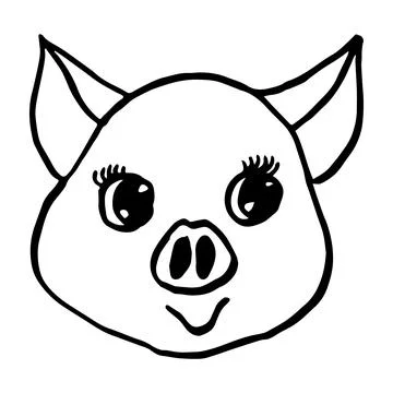Doodle pig face, cute cartoon vector illustration Stock-Illustration