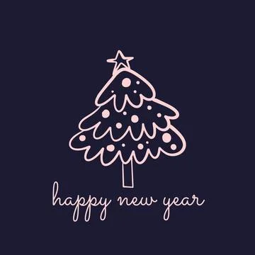 Doodle pine cristmas tree illustration. Stock Illustration