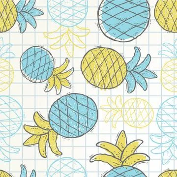 Doodle pineapple pattern vector Stock Illustration