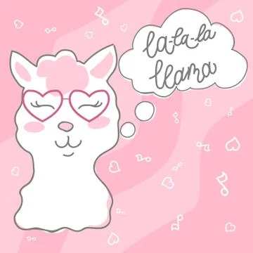 Doodle pink llama Stock Illustration