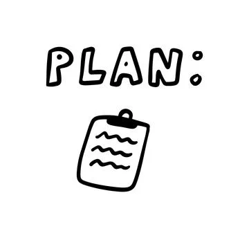 Doodle Plan icon concept. Drawing outline infographic notepaper. To Do list Stock Illustration