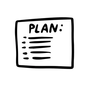 Doodle Plan icon concept. Drawing outline infographic notepaper. To Do list Stock Illustration