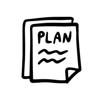 Doodle Plan icon concept. Drawing outline infographic notepaper. To Do list Stock Illustration