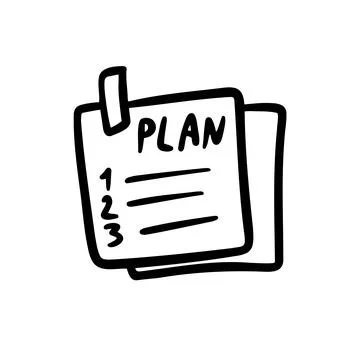 Doodle Plan icon. hand drawn infographic notepaper piece. To Do list, project Stock Illustration