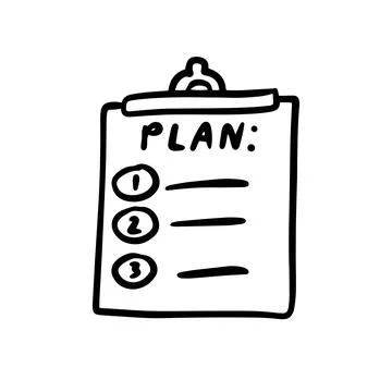 Doodle Plan icon. hand drawn infographic notepaper piece. To Do list, project Stock Illustration