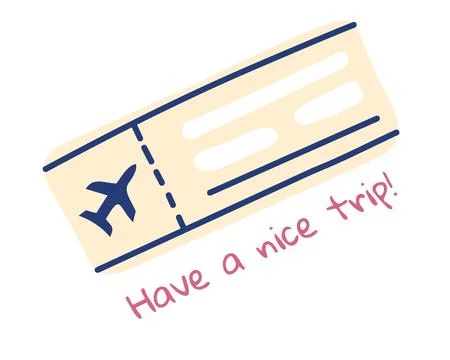 Doodle plane ticket with the text Have a good trip. Airplane flight. Vacation Illustrazione stock