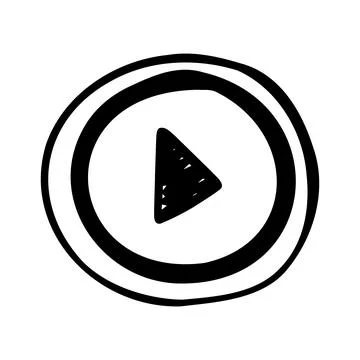 Doodle play icon button collection drawing cartoon style Stock Illustration