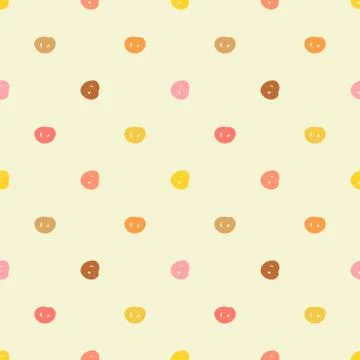 Doodle polka dots pattern. Warm colors Stock Illustration